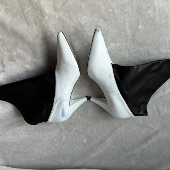 Super Soft Black & White Nappa Leather Fold Over Ankle Boots 39.5/9 -NWD - Picture 9 of 16